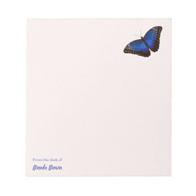 Personalised Beautiful Blue Morpho Butterfly Notepad (Front)