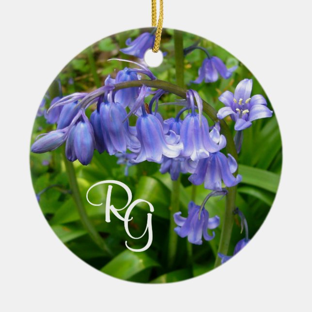 Personalised Beautiful Bluebell Ceramic Tree Decoration (Front)