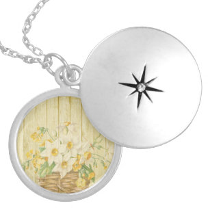 Personalised beautiful colourful daffodils locket necklace