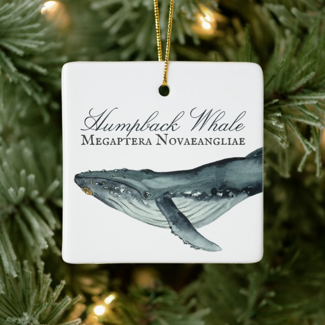 Personalised Beautiful Humpback Whale Christmas Ceramic Ornament (Tree)