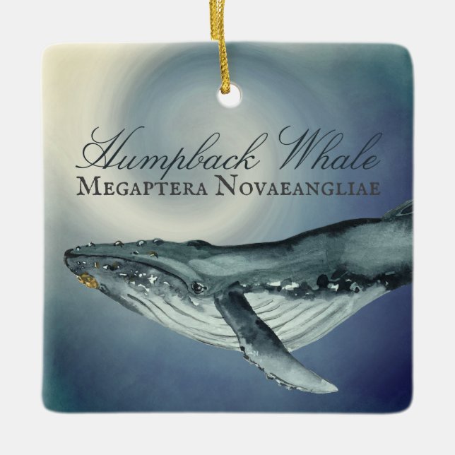 Personalised Beautiful Humpback Whale Christmas Ceramic Ornament (Front)