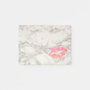 Personalised Beautiful Lips on marble Post-it Notes