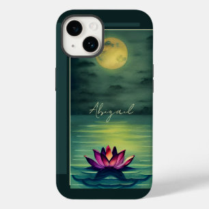 Personalised Beautiful Lotus Flower and Full Moon Case-Mate iPhone 14 Case