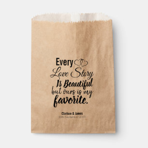 Personalised Beautiful Love Story Wedding Treat Favour Bags