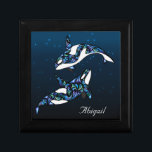 Personalised Beautiful Orca Whales Gift Box<br><div class="desc">Personalised Beautiful Orca Whales Compact Mirror with a starry background in shades of blue,  white and black.  This design is great for everyday use and makes a great wedding party gift for bridesmaids. ~</div>
