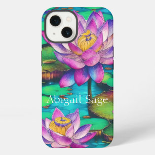 Personalised Beautiful Pink Lotus Flower Scene iPhone 13 Case