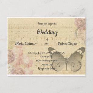 Personalised beautiful romantic butterfly wedding postcard