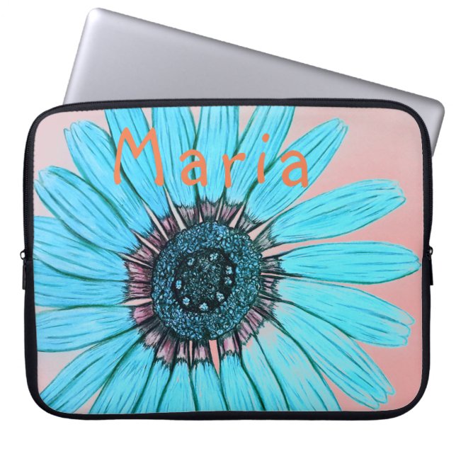 Personalised Beautiful sketched Flower design Laptop Sleeve (Front)