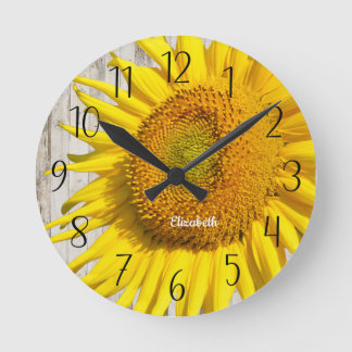 Personalised Beautiful Sunflower Round Clock