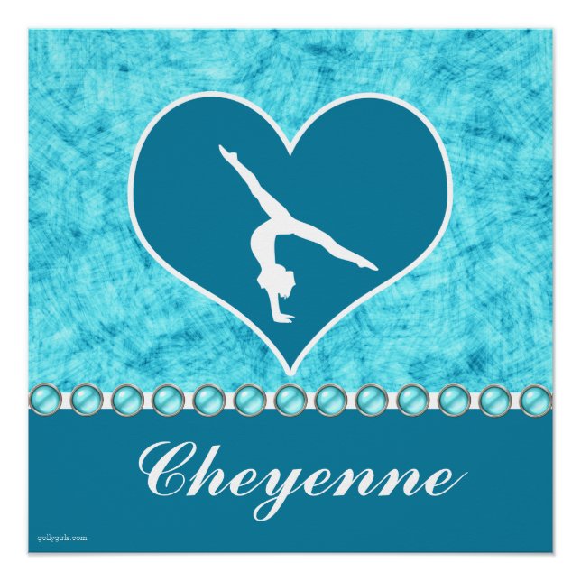 Personalised Beautiful Turquoise Gymnastics Poster (Front)