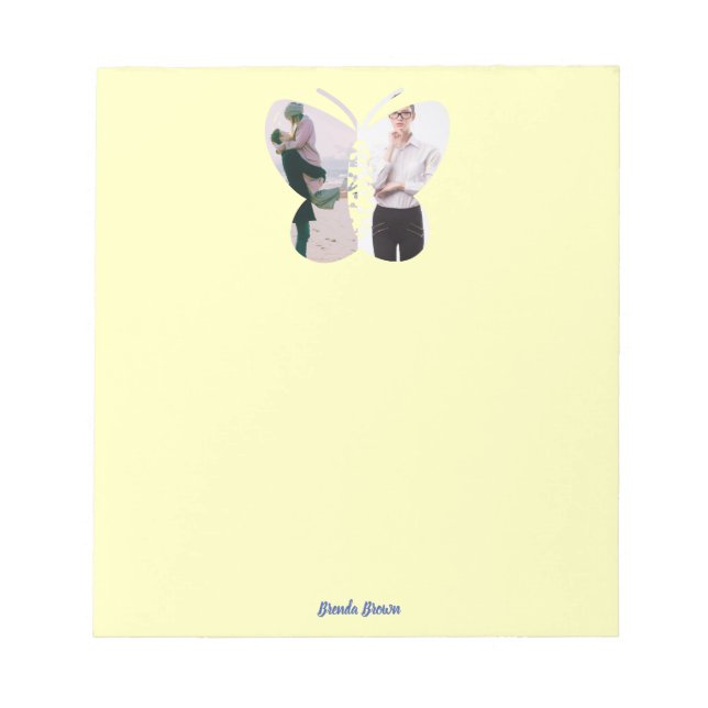 Personalised Beautiful Two Photo Butterfly Custom  Notepad (Front)