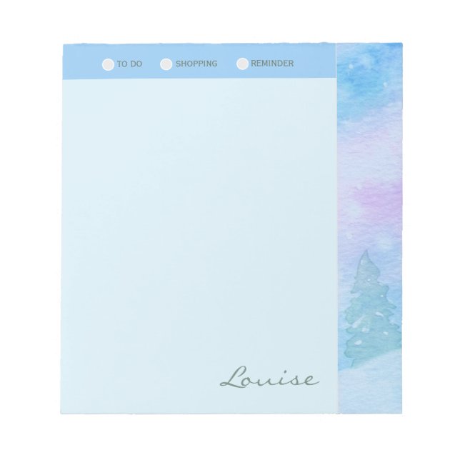 Personalised Beautiful Winter Trees Shopping List Notepad (Front)