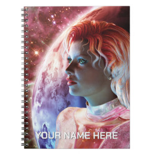 Personalised. Beautiful woman in space Notebook
