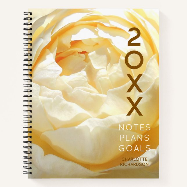 Personalised Beautiful Yellow Rose Photo Notebook (Front)