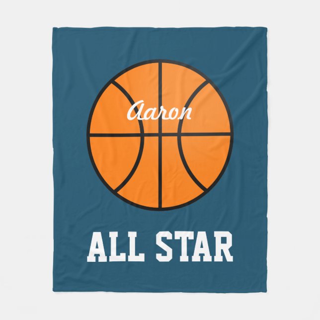 Personalised Bedroom Basketball Blanket Gift (Front)