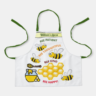Personalised Bee Happy Bees and Honey Kids' Apron