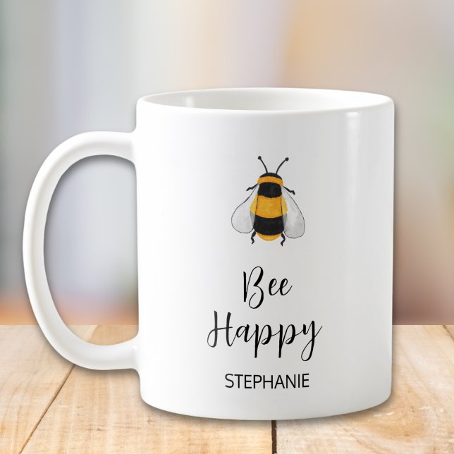 Personalised Bee Happy Coffee Mug (Creator Uploaded)