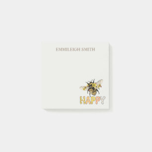 Personalised Bee Happy  Post-it Notes
