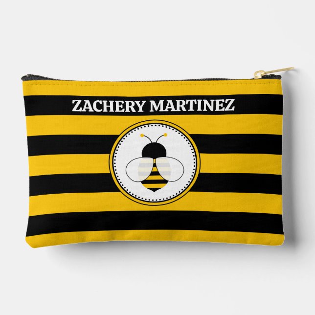 Personalised Bee Pattern Accessory Pouch (Back)