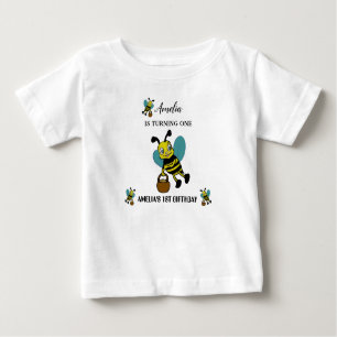 Personalised Bee theme 1st Birthday party Baby T-Shirt