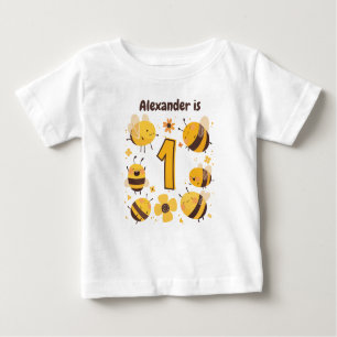 Personalised Bee Themed 1st Birthday  Baby T-Shirt