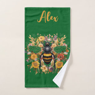 Personalised Bee & Wildflowers - Bath Towel Set