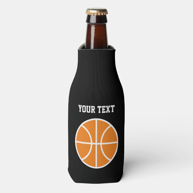 Personalised beer bottle cooler with basketball (Bottle Front)