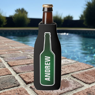 Personalised beer bottle cooler with custom name