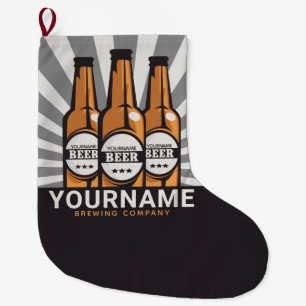 Personalised Beer Bottle Craft Brewing Company  Large Christmas Stocking