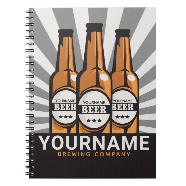 Personalised Beer Bottle Craft Brewing Company  Notebook (Front)