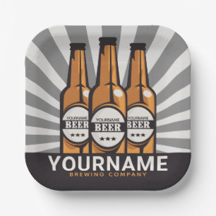 Personalised Beer Bottle Craft Brewing Company Paper Plate