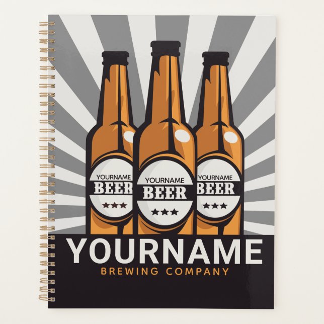 Personalised Beer Bottle Craft Brewing Company  Planner (Front)