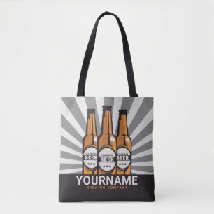 Personalised Beer Bottle Craft Brewing Company Tote Bag