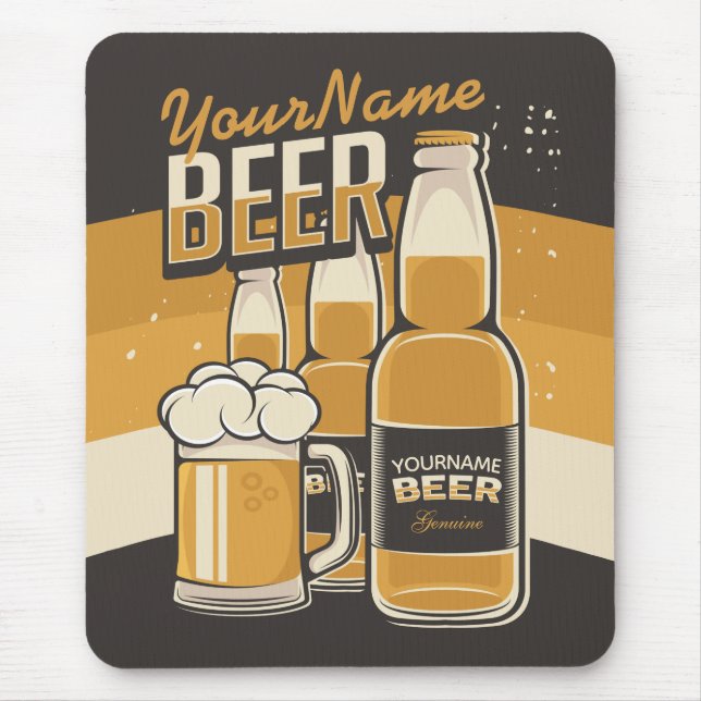 Personalised Beer Bottle Sudsy Mug Brewing Bar  Mouse Pad (Front)