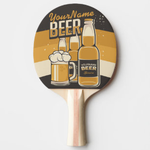 Personalised Beer Bottle Sudsy Mug Brewing Bar Ping Pong Paddle