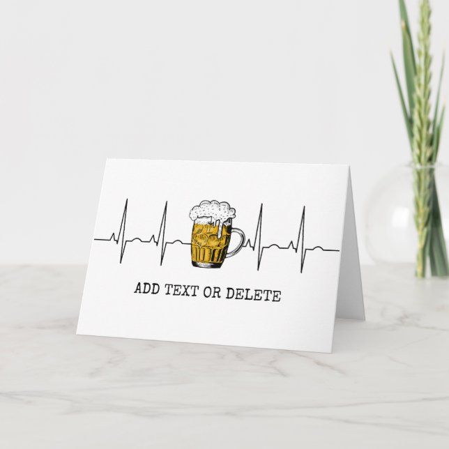 Personalised Beer Heartbeat Vintage Beer Lover  Card (Front)