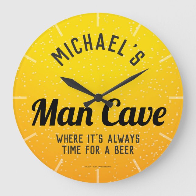 Personalised Beer Man Cave Large Clock (Front)