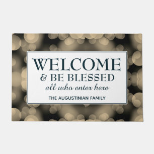 Personalised Beige Bokeh WELCOME Doormat