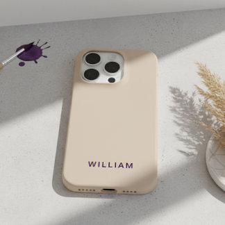 Personalised Beige Colour iPhone Case with Custom