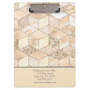 Personalised Beige Cream Neutral Colours Geometric Clipboard
