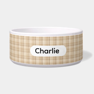 Personalised Beige Farmhouse Style Plaid Pet