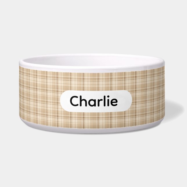 Personalised Beige Farmhouse Style Plaid Pet (Front)