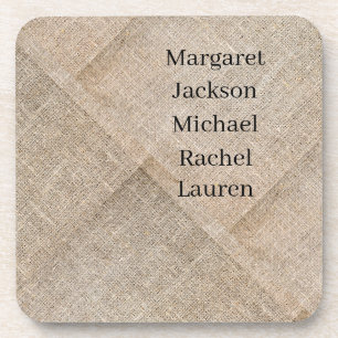 Personalised Beige Faux Linen Coaster