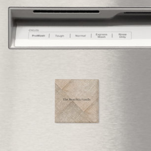 Personalised Beige Faux Linen Magnet