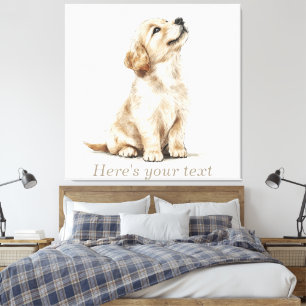 Personalised Beige Golden Retriever Baby Canvas Print