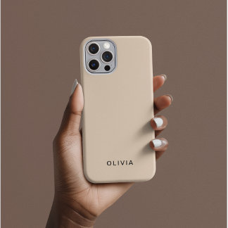 "Personalised Beige iPhone Case with Custom 