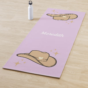 Personalised Beige Lilac Cowgirl Rodeo Yoga Mat