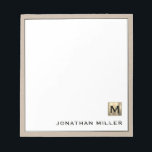 Personalised Beige Linen Gold Monogram Notepad<br><div class="desc">Elevate your stationery collection with this personalised notepad featuring a brushed metallic gold monogram initial and your name in classic block typography. The design is framed in a sophisticated beige linen print, making it the perfect accessory for any workspace. This notepad contains high-quality paper, perfect for jotting down notes or...</div>