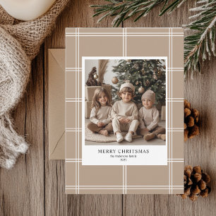 Personalised Beige Merry Christmas Photo Invitation