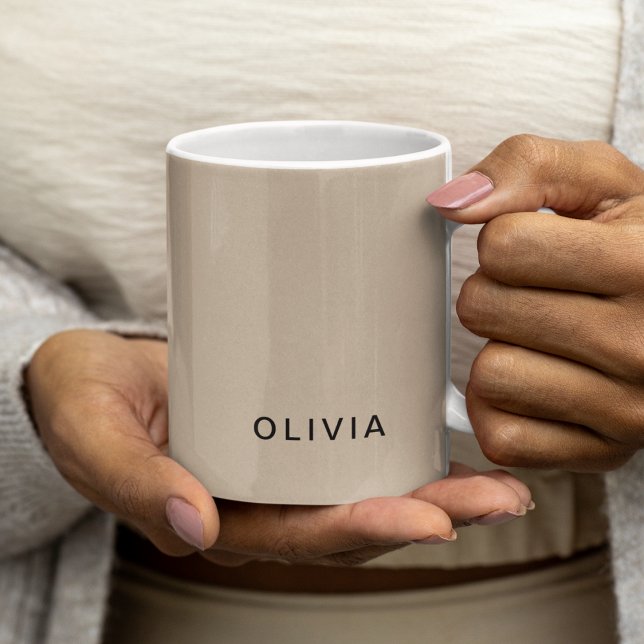 "Personalised Beige Monogram Custom Coffee Mug (Creator Uploaded)